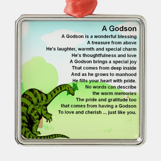 Godson gedicht - dinosaurusontwerp metalen ornament (Voorkant)