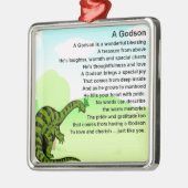 Godson gedicht - dinosaurusontwerp metalen ornament (Links)