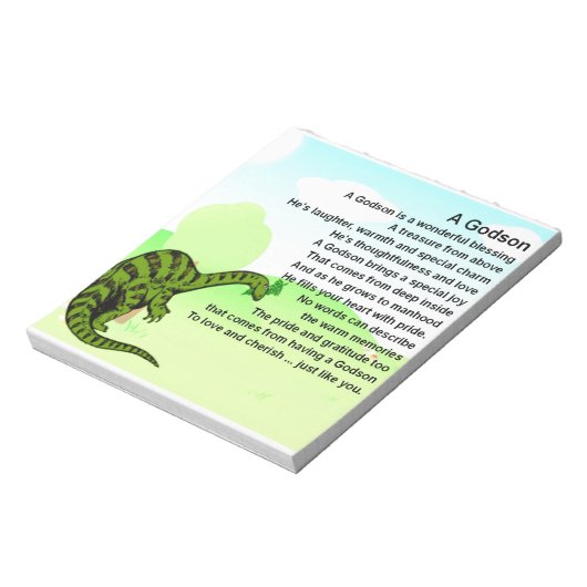 Godson gedicht - dinosaurusontwerp notitieblok (Linkerzijde)