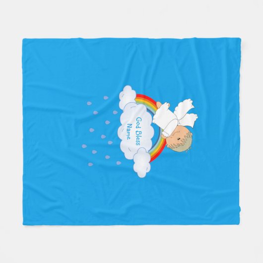 Godson Geschenk Schattig Engel Regenboog Persoonli Fleece Deken (Voorkant (Horizontaal))