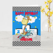 Godson Giraffe Birthday Card - Racing Giraffe Kaart (Gele Bloem)
