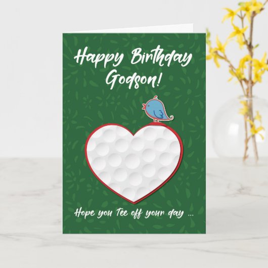 Godson Golf Sports Heart Birthday Kaart (Gele Bloem)