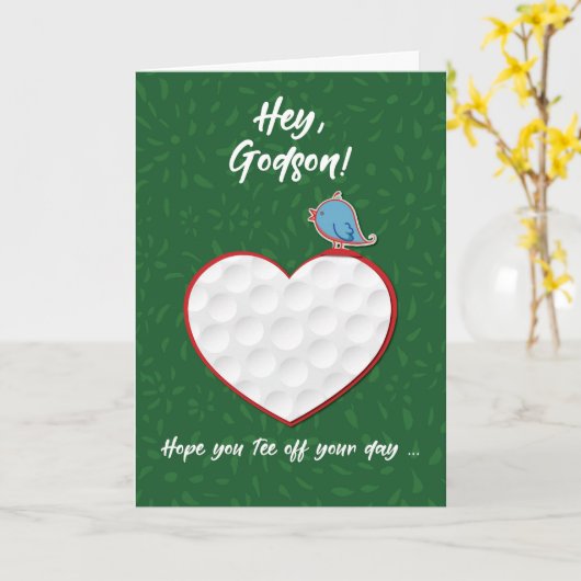 Godson Golf Sports Heart Valentijn Preteen & Teen Kaart (Gele Bloem)