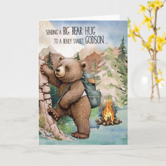Godson groot Beer knuffel weg op zomerkamp Kaart (Gele Bloem)