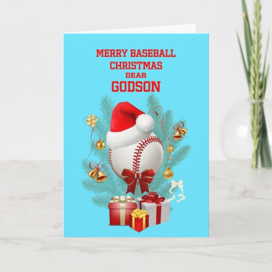 Godson Kerst Honkbal Feestdagen Kaart (Voorkant)