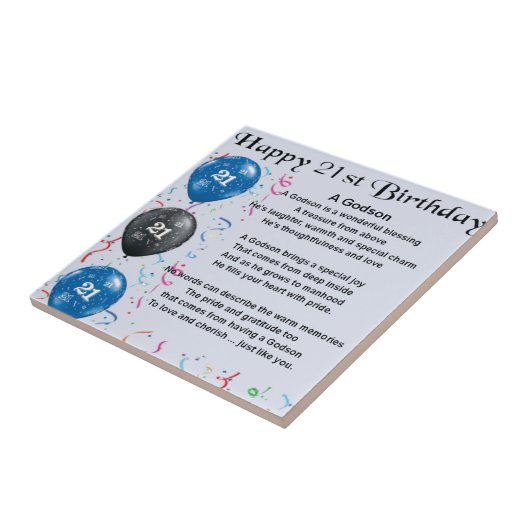 Godson Poem - 21ste verjaardag Tegeltje (Zijkant)