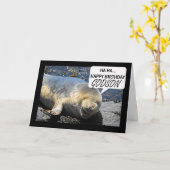 Godson Verjaardagskaart met lachende zeehondenpup Kaart (Gele Bloem)