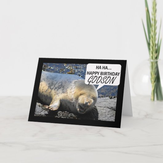 Godson Verjaardagskaart met lachende zeehondenpup Kaart (Voorkant)