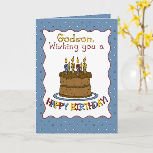 Godson verjaardagstaart kaart (Gele Bloem)