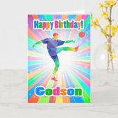 Godson, Voetballer Verjaardag Kleurrijk Abstrat Kaart (Gele Bloem)