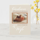 Godson & Vrouw Gefeliciteerd Nieuwe Baby Voeten Kaart (Gele Bloem)