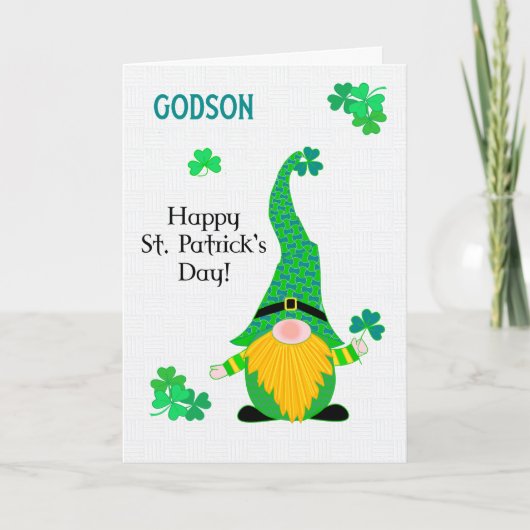Godson's St Patrick's Fun Leprechaun Gnome Kaart (Voorkant)