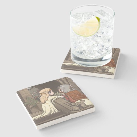 Godspeed Mijn Chibi Knight! Stenen Onderzetter (Zijkant)