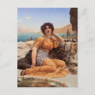 Godward met Violets Wreathed en Robe van Saffro Briefkaart