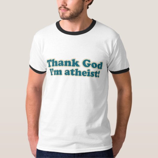 Godzijdank ben ik atheïst t-shirt (Voorkant)