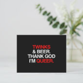 Godzijdank ben ik queer (man) briefkaart (Staand voorkant)