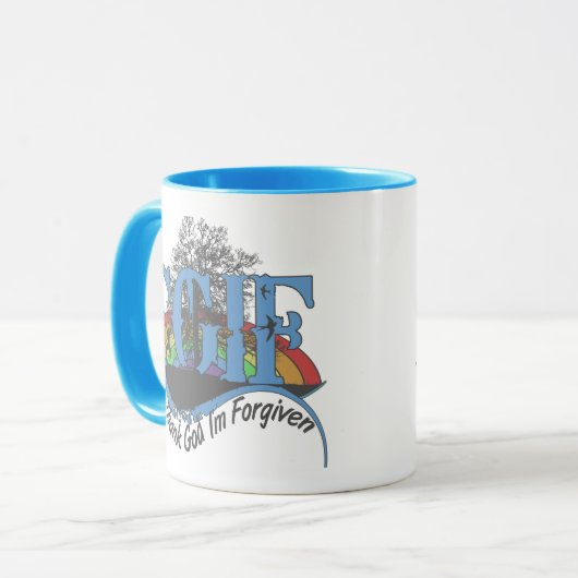 Godzijdank ben ik vergeven TGIF Mok (Voorkant links)