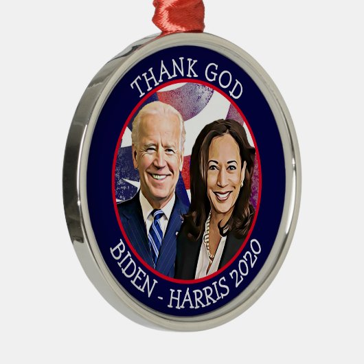 Godzijdank Biden en Harris Verkiezing 2020 Keepsak Metalen Ornament (Rechts)