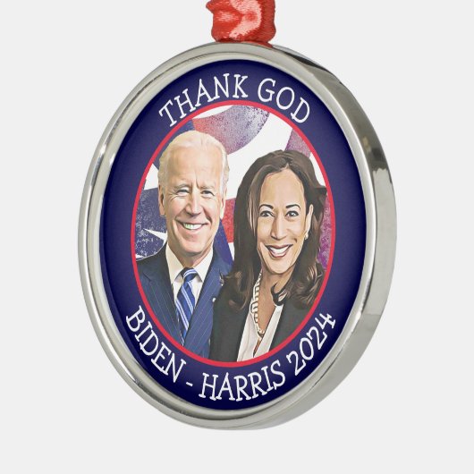 Godzijdank Biden en Harris Verkiezing 2024 Keepsak Metalen Ornament (Links)