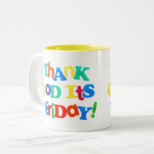 Godzijdank is het vrijdag! 2 Sided Mok (Voorkant links)