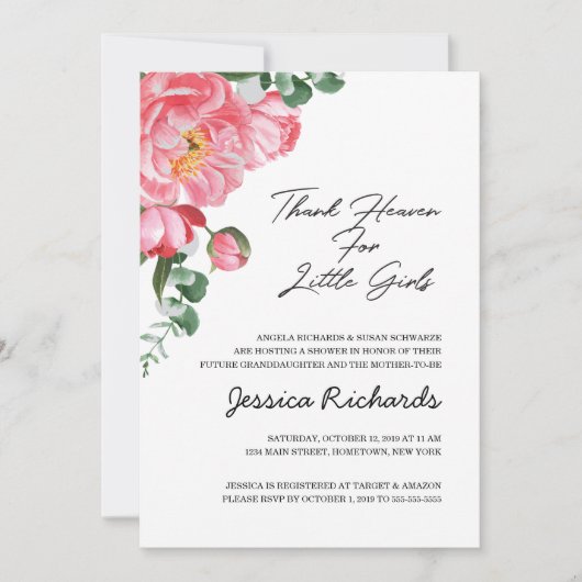 Godzijdank voor de uitnodiging voor de kleine meis (Voorkant)