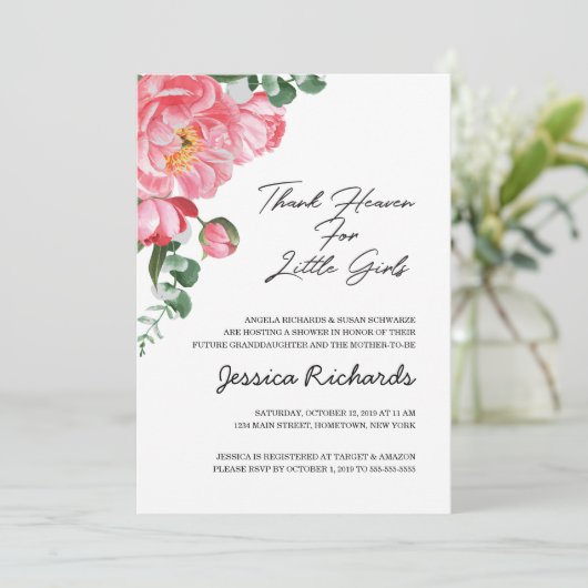 Godzijdank voor de uitnodiging voor de kleine meis (Staand voorkant)