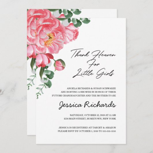 Godzijdank voor de uitnodiging voor de kleine meis (Voorkant / Achterkant)