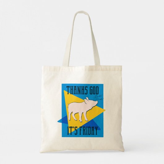 Godzijdank zijn vrijdag tote bag (Achterkant)