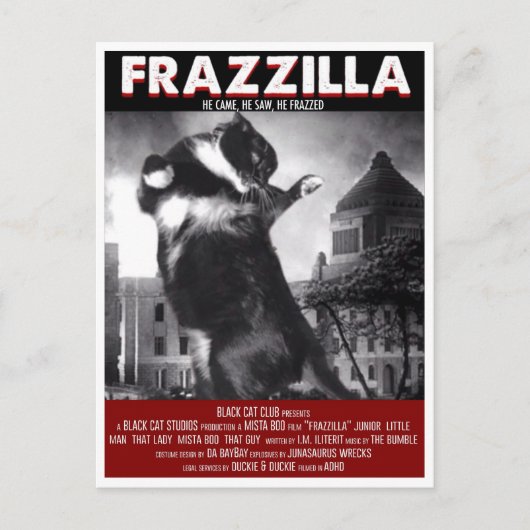 Godzilla Cat Briefkaart (Voorkant)