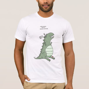 godzilla en een buitenaards wezen: vrienden helpen t-shirt