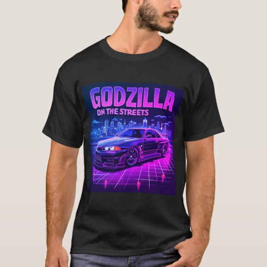 Godzilla op straat t-shirt (Voorkant)