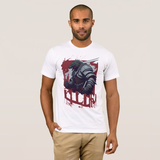 Godzilla Samurai krijger in Samurai Armor T-shirt (Voorkant volledig)