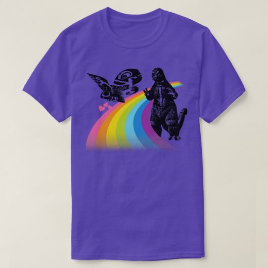 GODZILLAMOTHRA BFF REGENBOOG T-SHIRT (Design voorkant)
