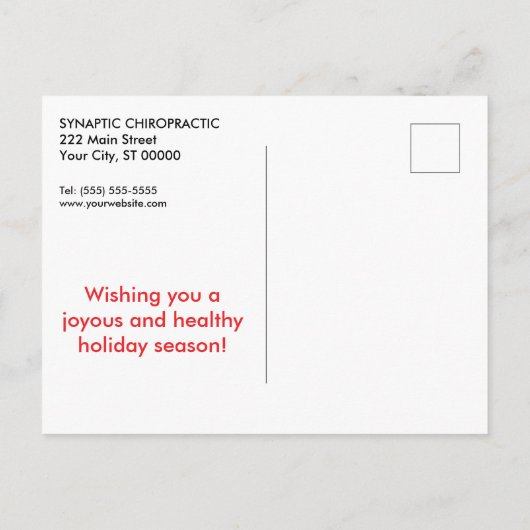 Goed aangepaste kerstchiropraktijk feestdagenkaart (Achterkant)