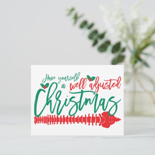 Goed aangepaste kerstchiropraktijk feestdagenkaart (Staand voorkant)