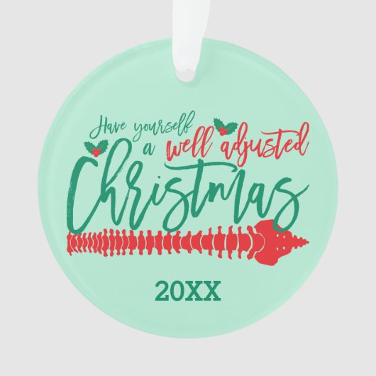 Goed aangepaste kerstchiropraktijk ornament (voorkant)
