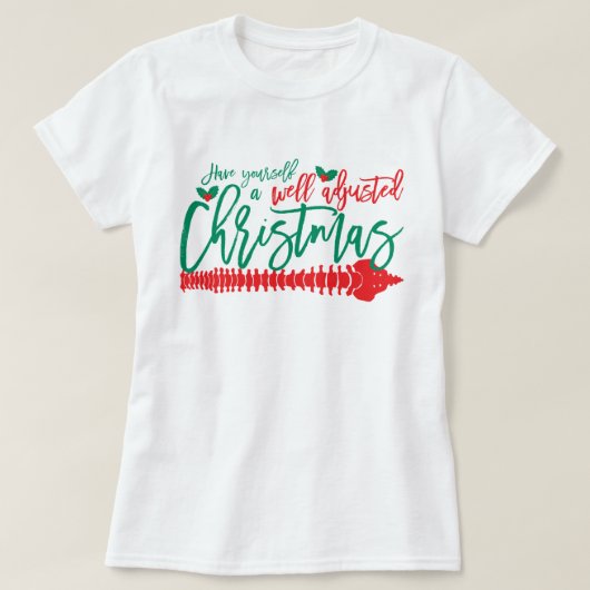 Goed aangepaste kerstchiropraktijk t-shirt (Design voorkant)