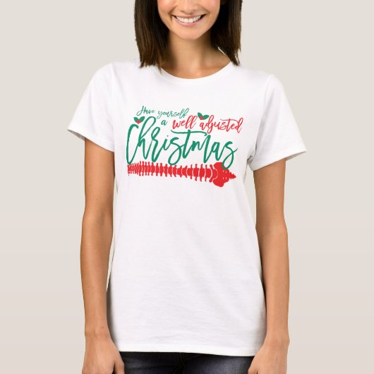 Goed aangepaste kerstchiropraktijk t-shirt (Voorkant)