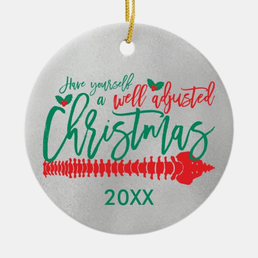 Goed afgestelde kerstchiropractie keramisch ornament (Voorkant)