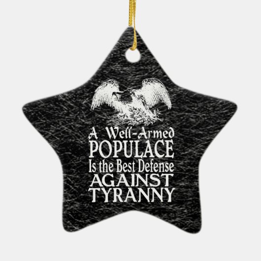 Goed bewapende Populace Beste verdediging tegen Ty Keramisch Ornament (Achterkant)