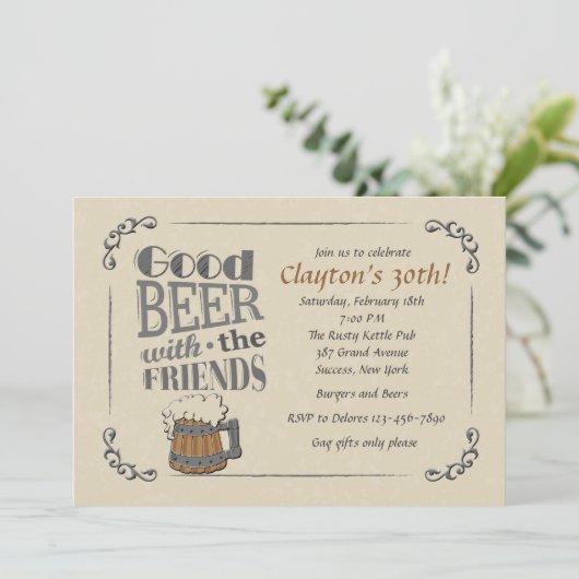 Goed bier met de vrienden uitnodiging (Staand voorkant)