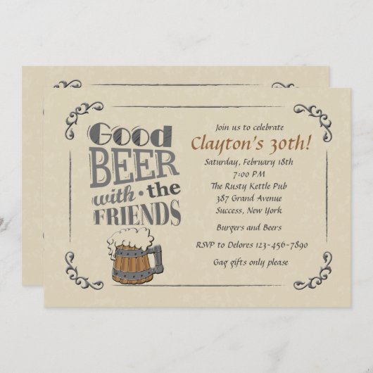 Goed bier met de vrienden uitnodiging (Voorkant / Achterkant)