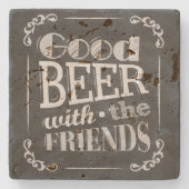 Goed Bier Met Vrienden Stenen Onderzetter (Voorkant)