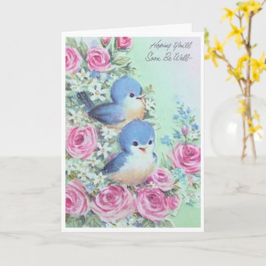  goed - Blauwvogels en roze rozen, Kaart (Gele Bloem)