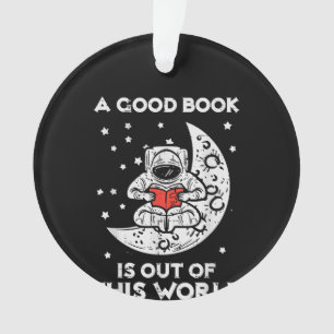 Goed boek is uit deze wereld maan ruimte boekenwur ornament