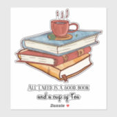 Goed boek kopje thee lezen mok leuke sticker (Vel)