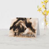 Goed chocolate labrador Retriever Dog Kaart (Gele Bloem)