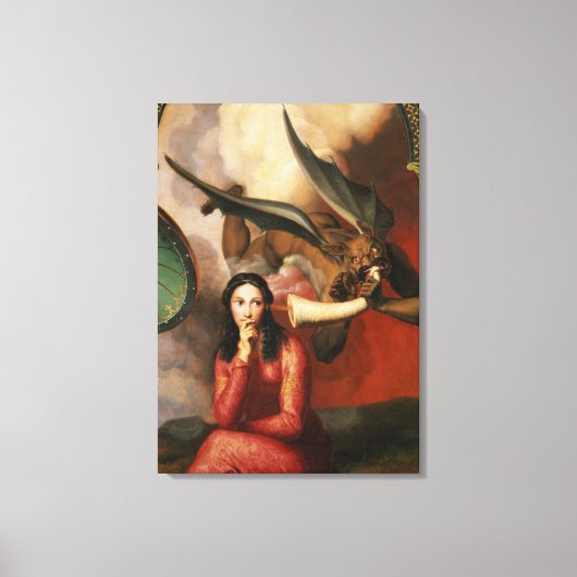Goed en kwaad: de duivel die een jonge vrouw vertr canvas afdruk (Voorkant)