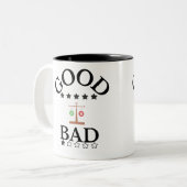 Goed en slecht tweekleurige koffiemok (Voorkant links)