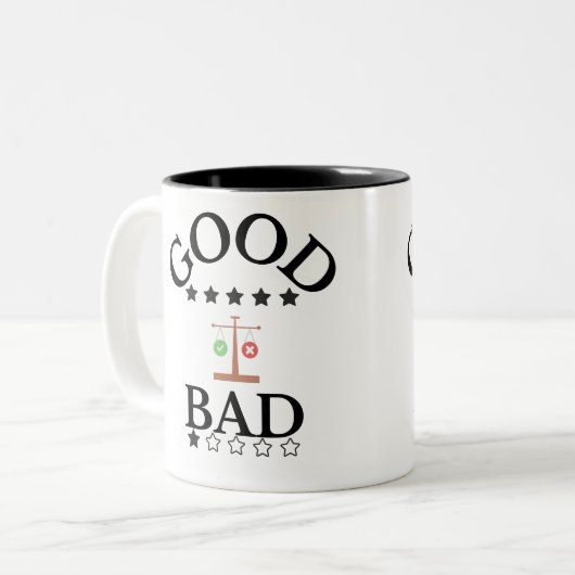 Goed en slecht tweekleurige koffiemok (Voorkant links)